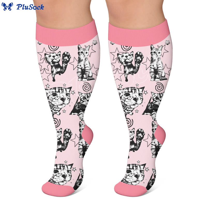 Plusock Plus Size Fun Cat Series Compression Socks - image 3