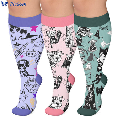 Plusock Plus Size Fun Cat Series Compression Socks - image 0