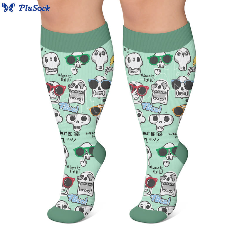 Plusock Plus Size Wacky Skulls Compression Socks - image 4