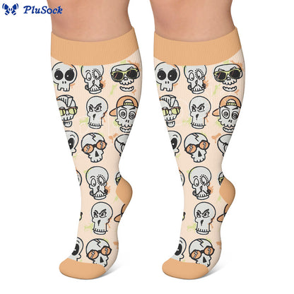 Plusock Plus Size Wacky Skulls Compression Socks - image 3