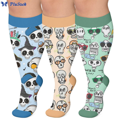 Plusock Plus Size Wacky Skulls Compression Socks - image 0