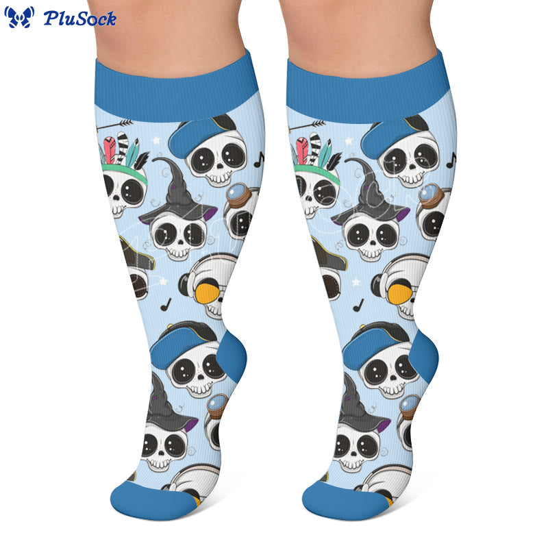 Plusock Plus Size Wacky Skulls Compression Socks - image 2