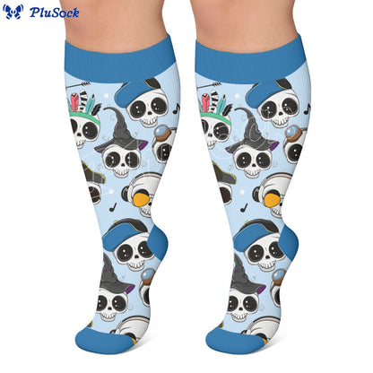 Plusock Plus Size Wacky Skulls Compression Socks - image 2