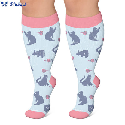Plusock Plus Size Cute Cat Print Compression Socks - image 3