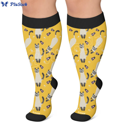 Plusock Plus Size Cute Cat Print Compression Socks - image 4
