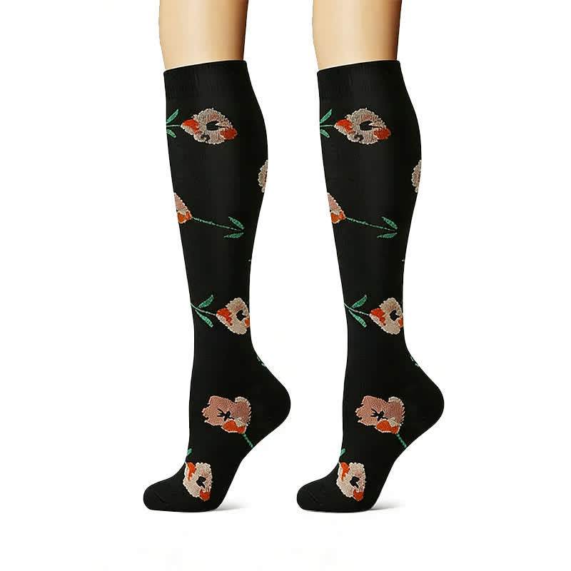 Plusock Floral Garden Embroidered Compression Socks(6 Pairs) - image 3