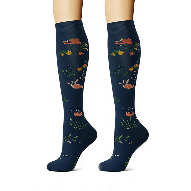 Plusock Floral Garden Embroidered Compression Socks(6 Pairs) - image 5