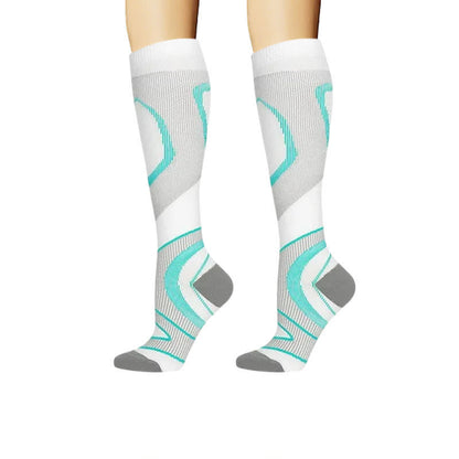 Plusock Sporty Geometric Line Compression Socks(4 Pairs) - White - L/XL - image 1