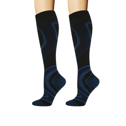 Plusock Sporty Geometric Line Compression Socks(4 Pairs) - Navy Blue - L/XL - image 2