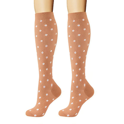 Plusock Stripes Polka Dot Solid Color Compression Socks(6 Pairs) - image 2