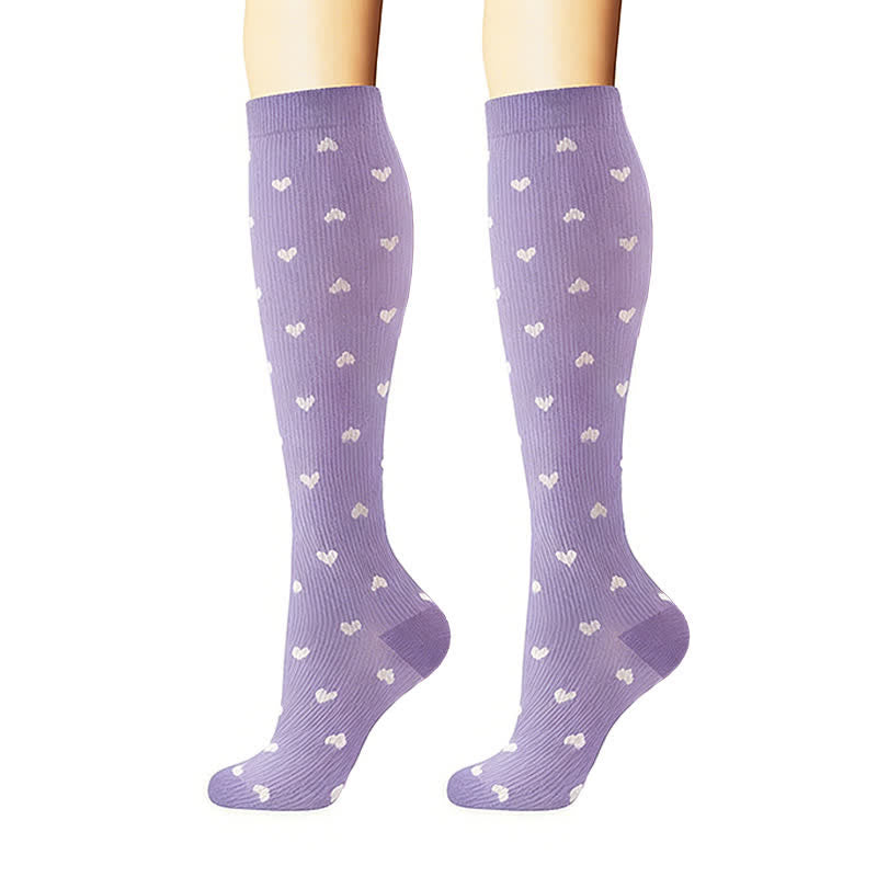 Plusock Stripes Polka Dot Solid Color Compression Socks(6 Pairs) - image 4