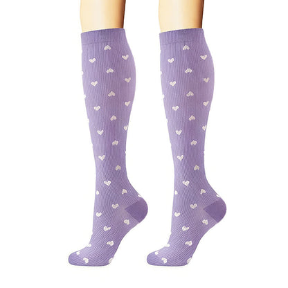 Plusock Stripes Polka Dot Solid Color Compression Socks(6 Pairs) - image 4