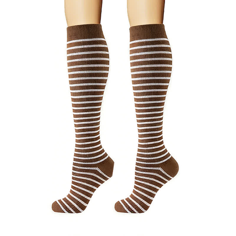 Plusock Stripes Polka Dot Solid Color Compression Socks(6 Pairs) - image 6