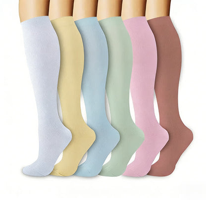 Plusock Pastel Solid Minimal Style Compression Socks(6 Pairs) - Multicolor - L/XL - image 0