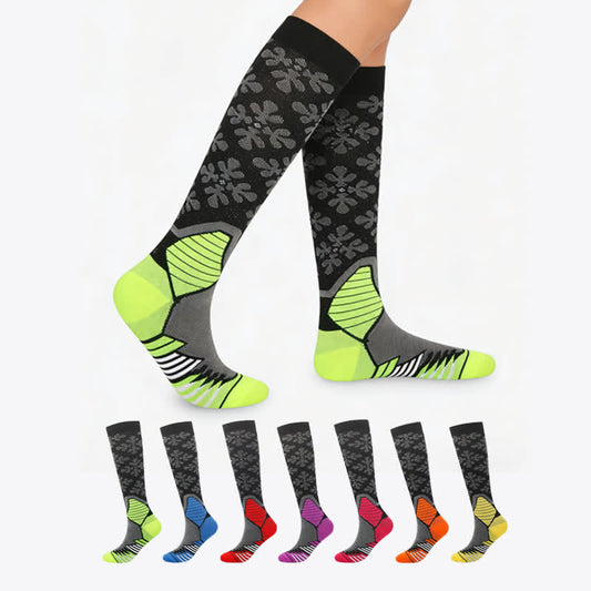 Plusock Snowflake Print Compression Socks(5 Pairs） - Multicolor - S/M - image 0
