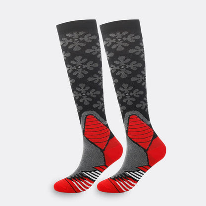 Plusock Snowflake Print Compression Socks(5 Pairs） - Red - S/M - image 3