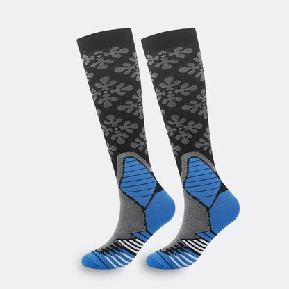 Plusock Snowflake Print Compression Socks(5 Pairs） - Blue - S/M - image 1
