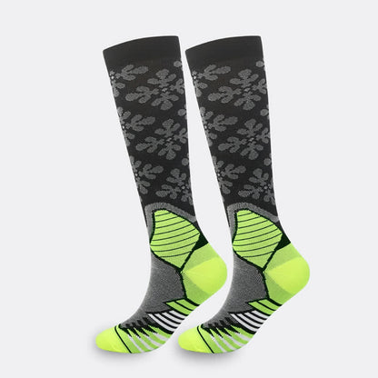 Plusock Snowflake Print Compression Socks(5 Pairs） - Green - S/M - image 4