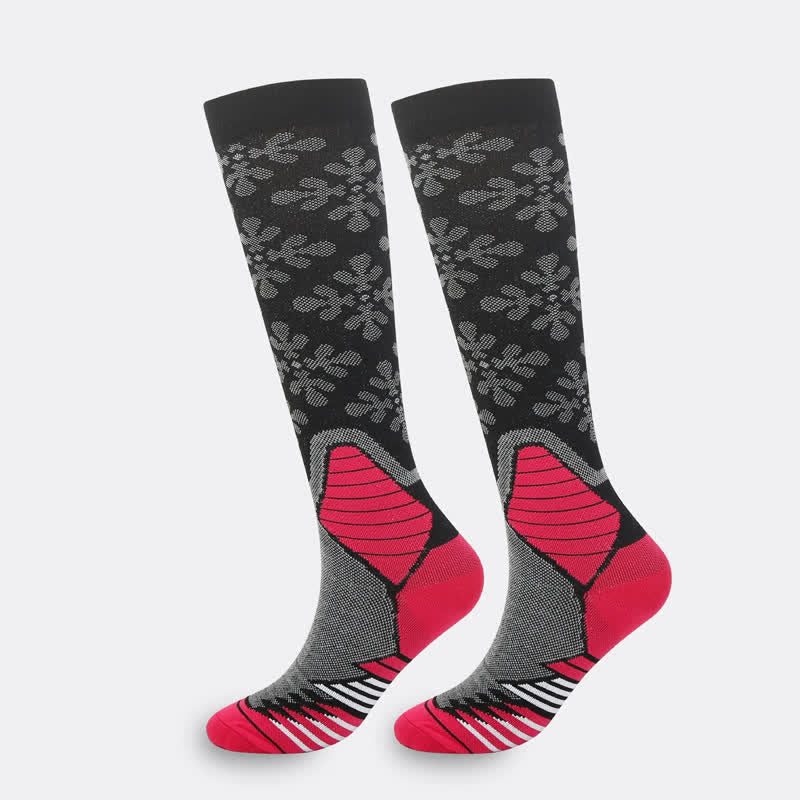 Plusock Snowflake Print Compression Socks(5 Pairs） - Pink - S/M - image 2