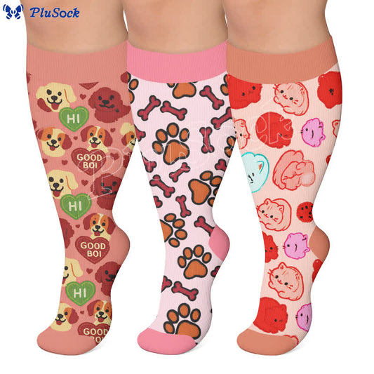 Plusock Plus Size Cats Dogs Compression Socks - image 0