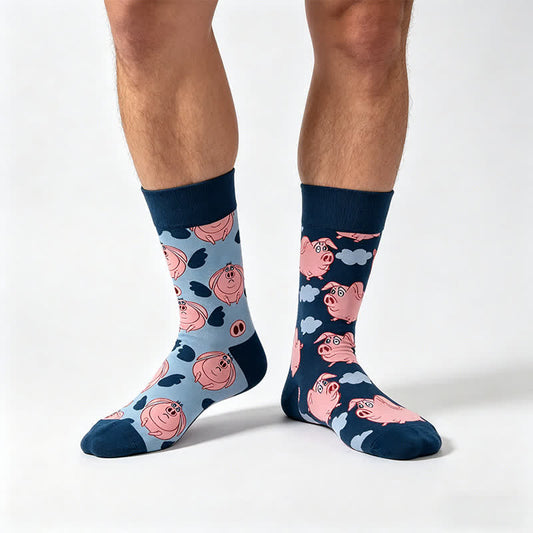 Plusock Playful Pig Print Quarter Socks - Navy - EU36-43(US3-9) - image 0
