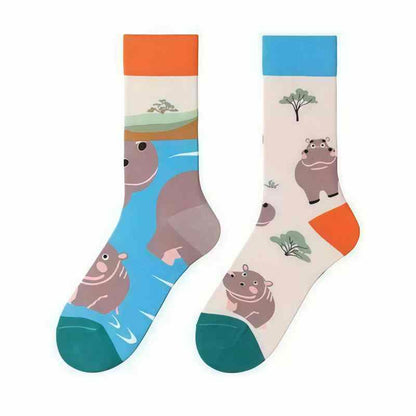 Plusock Hippo Cartoon Quarter Socks - image 1