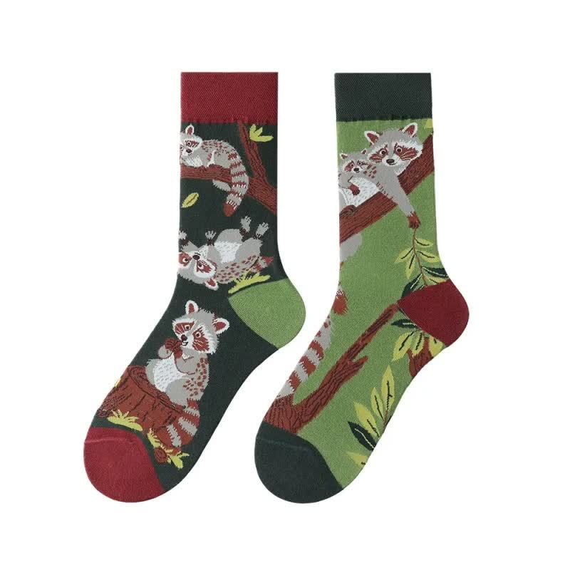 Plusock Forest Raccoon Quarter Socks - image 1