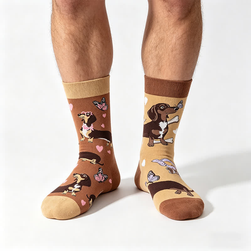 Plusock Playful Dachshund Quarter Socks - Brown - EU36-43(US3-9) - image 0