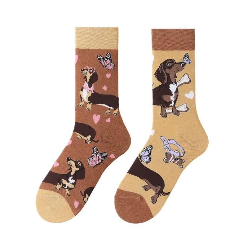 Plusock Playful Dachshund Quarter Socks - image 1