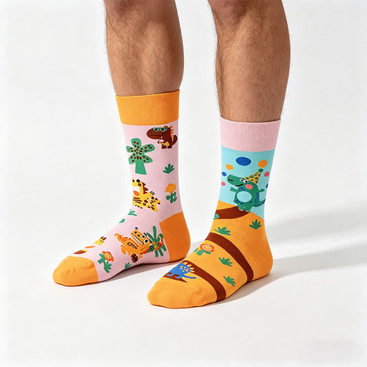 Plusock Playful Dinosaur Cartoon Quarter Socks - Orange - EU35-43(US2-9) - image 0