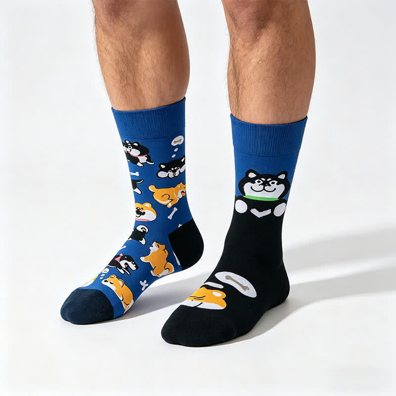Plusock Cute Dog Bone Pattern Quarter Socks - Blue - EU35-43(US2-9) - image 0