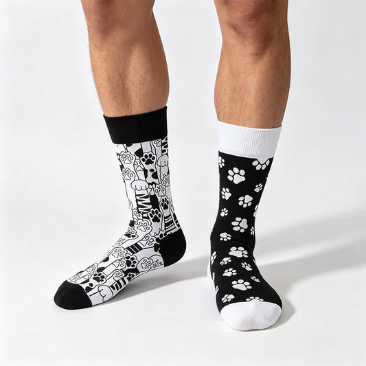 Plusock Cat Paw Print Quarter Socks - Black - EU35-43(US2-9) - image 0