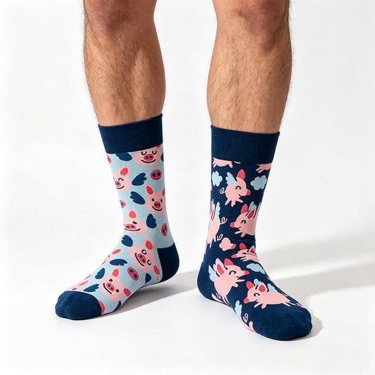 Plusock Cartoon Cute Pig Quarte Socks - Blue - EU35-43(US2-9) - image 0