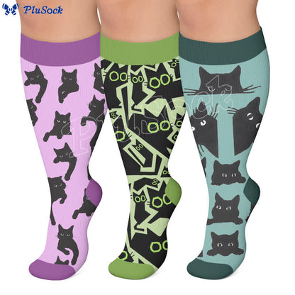 Plusock Plus Size Lazy Cat Compression Socks - image 0