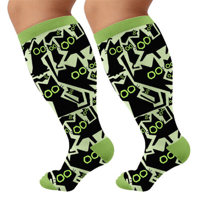 Plusock Plus Size Lazy Cat Compression Socks - Green(1 Pair) - 4XL - image 6