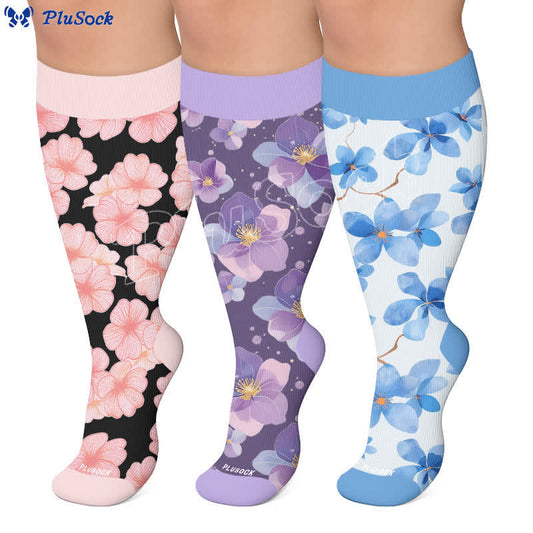 Plusock Plus Size Blooming Floral Compression Socks - image 0