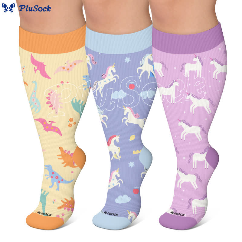 Plusock Plus Size Lavender Unicorn Compression Socks - image 0