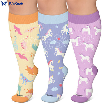 Plusock Plus Size Lavender Unicorn Compression Socks - image 0