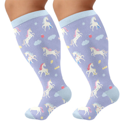 Plusock Plus Size Lavender Unicorn Compression Socks - Blue(1 Pair) - 4XL - image 7