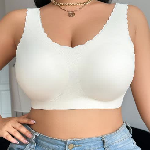 Plusock Seamless Wide Strap Wireless Bra - White - 4XL - image 1