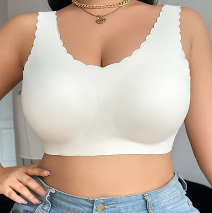 Plusock Seamless Wide Strap Wireless Bra - White - 4XL - image 1