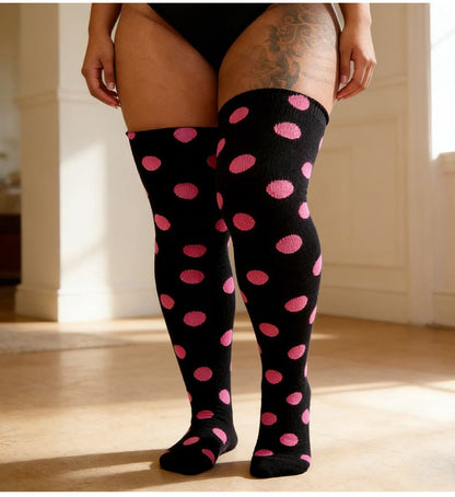 Plusock Polka Dots Heart Striped Thigh High Socks - image 6