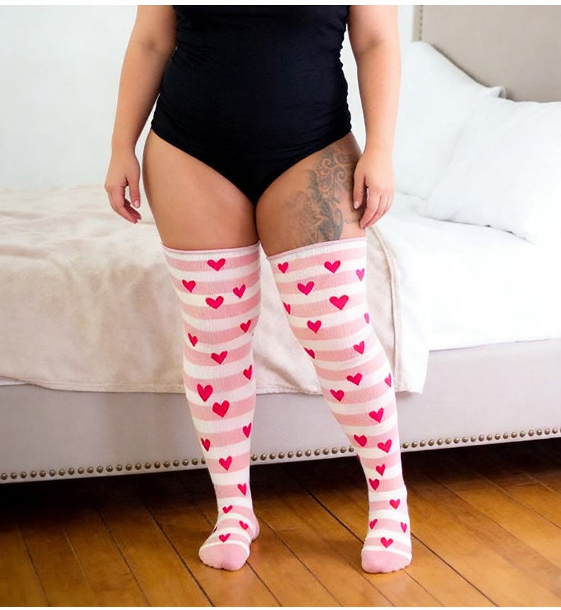 Plusock Polka Dots Heart Striped Thigh High Socks - image 3