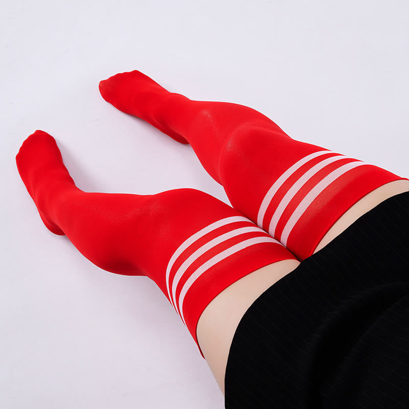 Plusock Three Bar Stripes Thigh High Socks(2 Pairs) - image 3