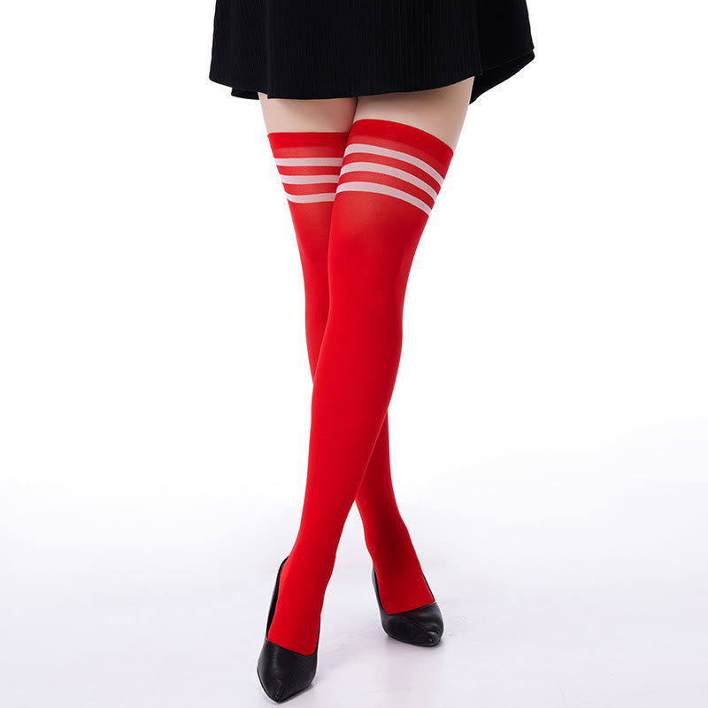 Plusock Three Bar Stripes Thigh High Socks(2 Pairs) - image 7