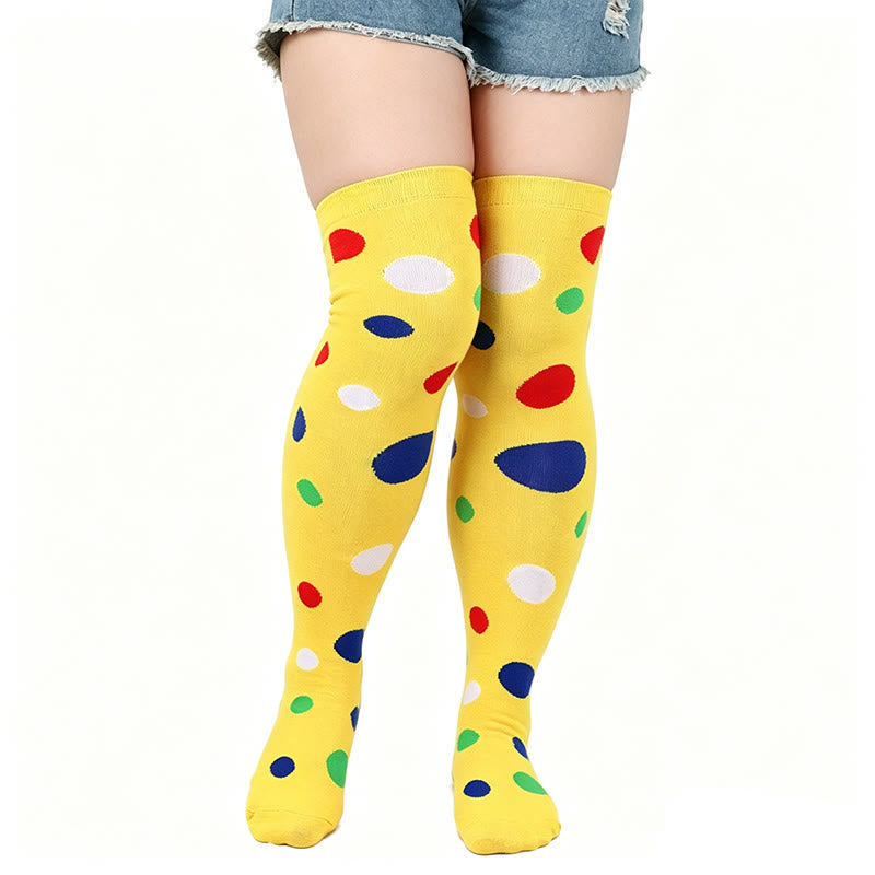 Plusock Polka Dot Thigh High Socks(3 Pairs) - Yellow - One Size - image 7