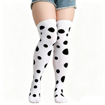 Plusock Polka Dot Thigh High Socks(3 Pairs) - White - One Size - image 4