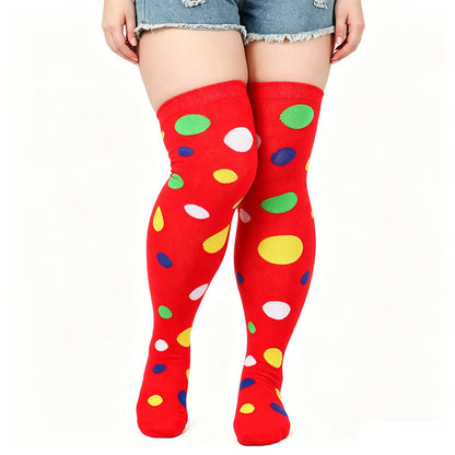 Plusock Polka Dot Thigh High Socks(3 Pairs) - Red - One Size - image 5