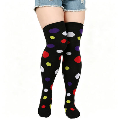 Plusock Polka Dot Thigh High Socks(3 Pairs) - Black - One Size - image 6