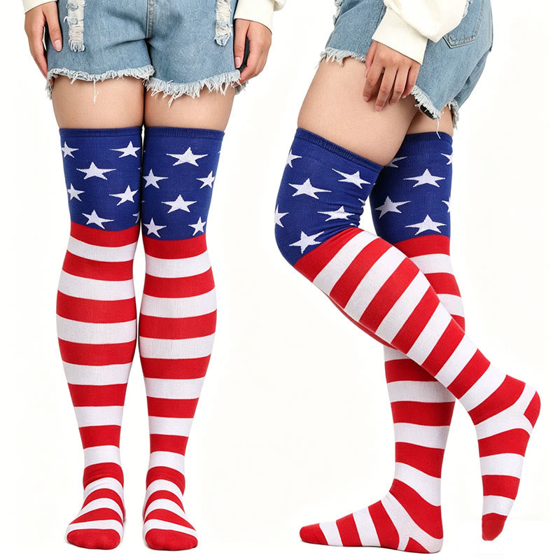 Plusock Star Stripe Thigh High Socks(3 Pairs) - image 0